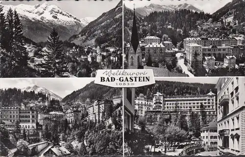 Bad Gastein, station thermale mondiale, carte multi-image, couru en 1957