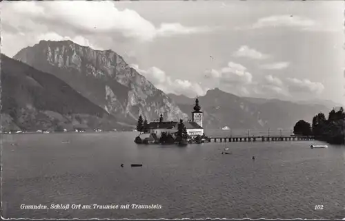 Gmunden, Château lieu sur le lac Traunsee avec Traunesteing, couru 1961
