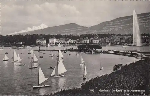 Genève, La Rade et le Mont Blanc, circulé 1934