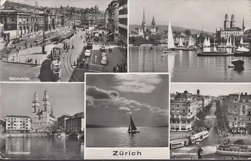 Suisse, Zurich, carte multi-images, couru en 1958