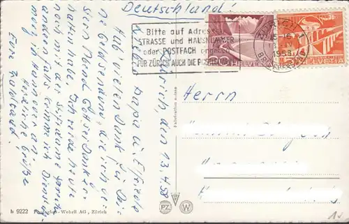 Schweiz, Zürich, Mehrbildkarte, gelaufen 1958