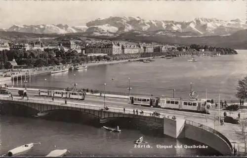 Schweiz, Zürich, Utoquai und Quaibrücke, ungelaufen