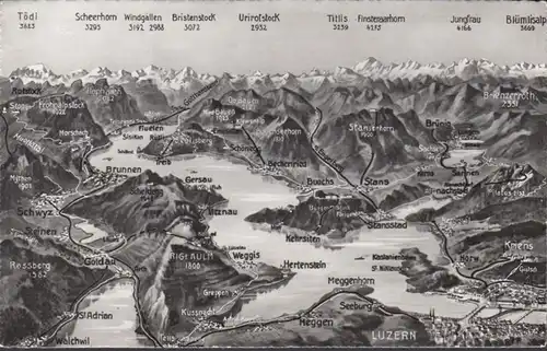 Schweiz, Luzern und Umgebung, Geo Karte, ungelaufen
