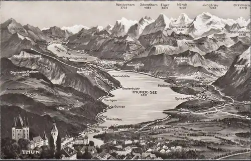 Schweiz, Thun und Umgebung, Geo Karte, ungelaufen- datiert 1954