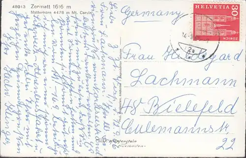 Zermatt, Matterhorn, Cervin, gelaufen 1966