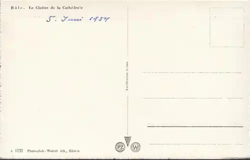 Basel, Kreuzgang im Münster, ungelaufen- datiert 1954