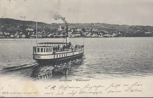 Zürichsee, Männedorf, Dampfer, gelaufen 1905