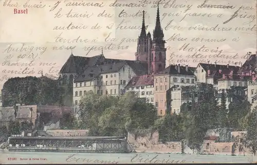 Bâle, vue de la ville avec Munster, couru en 1903