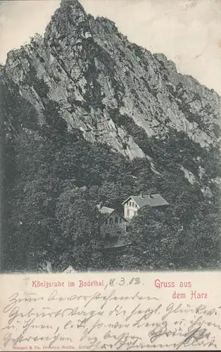 Gruss aus dem Harz, Königsruhe im Bodetal, gelaufen 1902