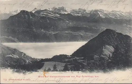 Vue sur le lac de Querwaldstetter de Rigi Scheidegg, couru en 1902