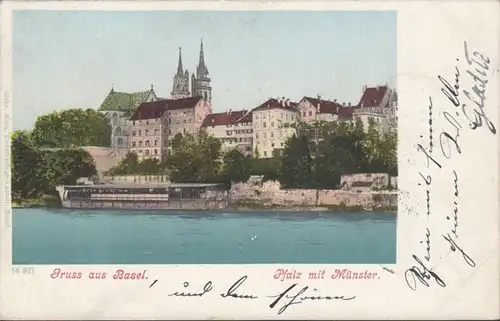 Gruss aus Basel, Pfalz und Münster, gelaufen 1901