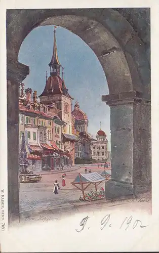 Bern, Käfigturm, Marktplatz, ungelaufen- datiert 1902