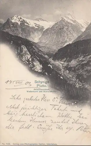 Bern, Schynige Platte, Grindelwaldtal, Wetterhorn und Schreckhorn, gelaufen 1903