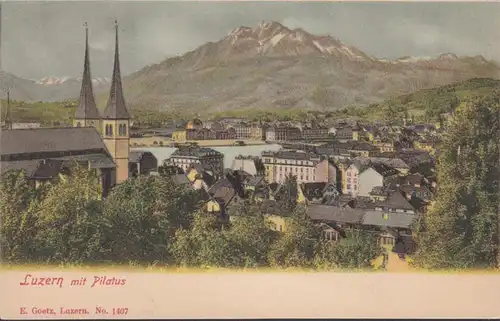 Luzern mit Pilatus, ungelaufen