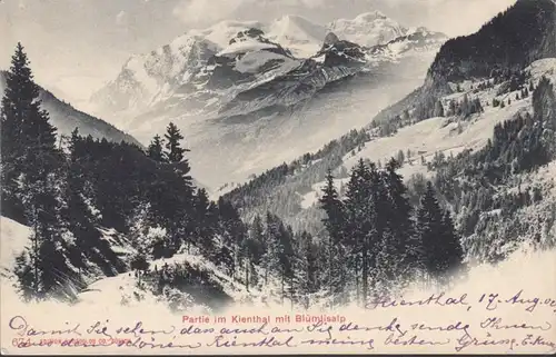 Bern, Partie im Kiental mit Blümlisalp, gelaufen 1902
