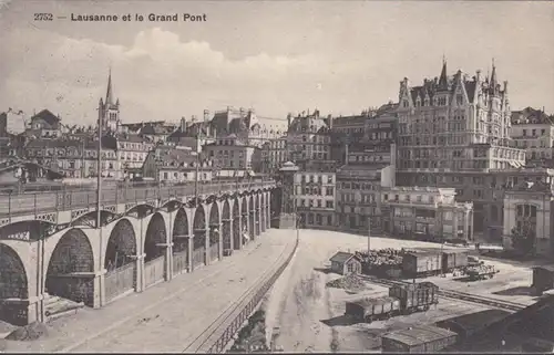 Waadt, Lausanne et le Grand Pont, gelaufen 1912