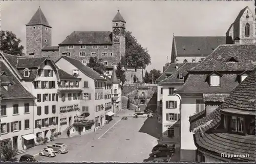 Saint-Gall, AK Rapperswil, place principale, photo Ak, non-franchis- date 1954