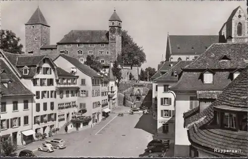 St. Gallen, AK Rapperswil, Hauptplatz, Foto AK, ungelaufen- datiert 1954