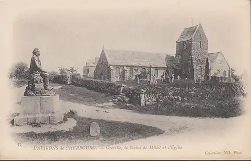 Gréville-Hague, La Statue de Millet et l'Église, ungelaufen