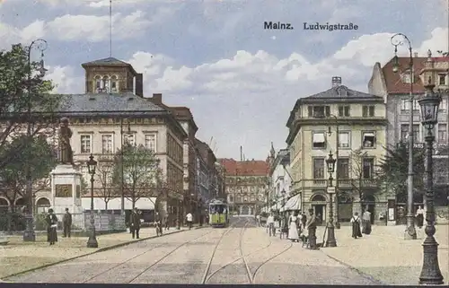 Mainz, Ludwigstraße, Straßenbahn, ungelaufen- datiert 1919