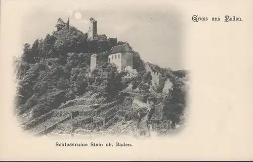 Aargau, Gruss aus Baden, Schlossruine Stein, ungelaufen