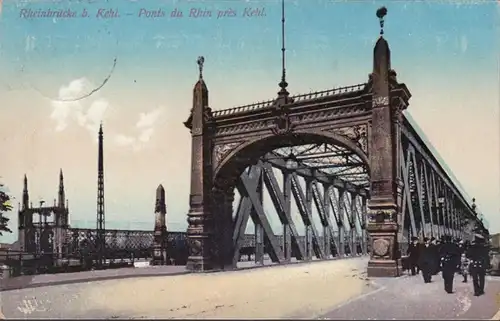 AK Rheinbrücke bei Kehl, gelaufen 1912