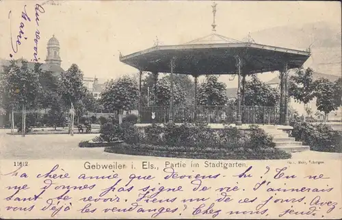 Gebweiler, Partie im Stadtgarten, gelaufen 1902