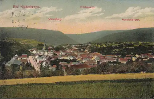 Bad Niederbronn, Totalansicht, Wasenburg, Aussichtsturmt, gelaufen 1915