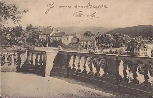 Baden-Baden, Blick vom Echo nach dem neuen Schloss, gelaufen 1911