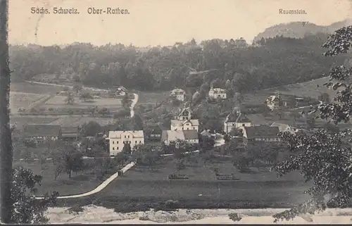 Ober Rathen, Sächsische Schweiz, Stadtansicht, Feldpost, gelaufen 1913