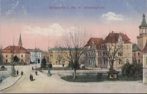 Mülhausen, Hauptpostamt, gelaufen 1917