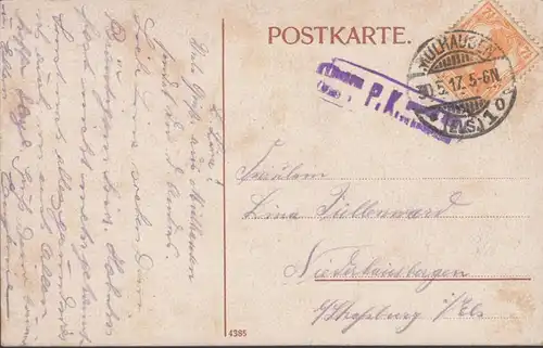 Mülhausen, Hauptpostamt, gelaufen 1917