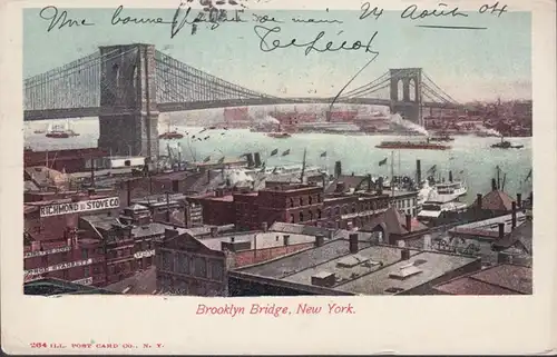 New York, Brooklyn Bridge, couru en 1924