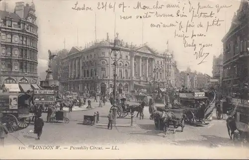 London, Picadilly Circus, gelaufen 1907