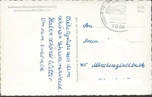 Blasiwald am Schluchsee, Kirche und Altar, gelaufen 1964