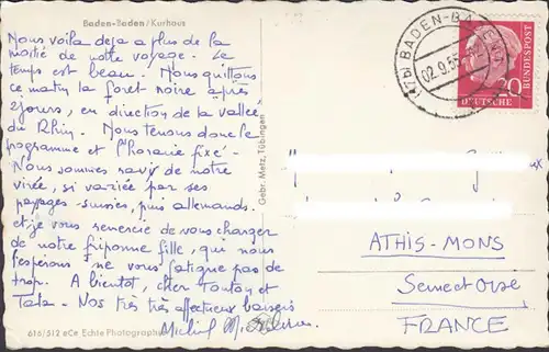 Baden-Baden, Kurhaus, gelaufen 1955