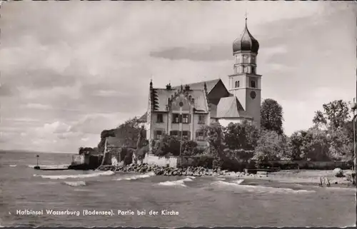 AK Halbinsel Wasserburg, Partie bei der Kirche, ungelaufen- datiert 1950
