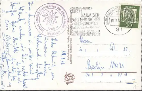 Garmisch-Partenkirchen, Wankhaus, gelaufen 1962