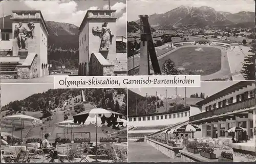Garmisch, Olympia Skistadion, Mehrbild, gelaufen 1956