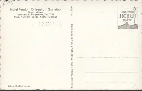 Garmisch, Hotel Pension Ohlsenhof, ungelaufen