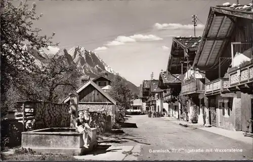 Garmisch, Frühlingstraße mit Waxensteine, ungelaufen