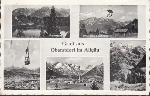 Gruß aus Oberstdorf, Nebelhorn und Sesselbahn, gelaufen 1957