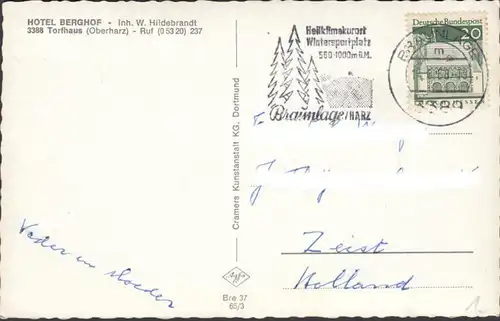 Braunlage, Blick vom Jermerstein, Hotel Berghof, Torfhaus, gelaufen 1968