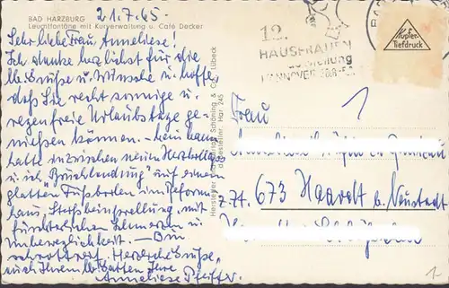 Bad Harzburg, Leuchtfontäne, Kurverwaltung, Cafe Decker, gelaufen 1965