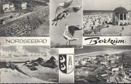 Bain de mer du Nord Borkum, photo aérienne, dunes, pavillon de musique, non-roulé