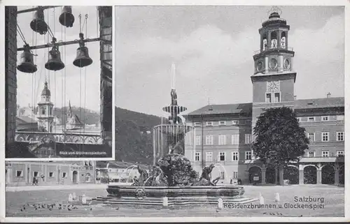 Salzburg, Residenzbrunnen und Glockenspiel, ungelaufen