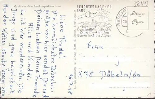 Schönau am Königssee, Jenner Bergbahn mit Watzmann, gelaufen 1968