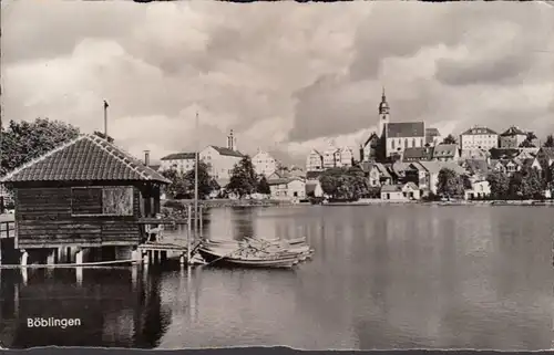 Böblingen, Stadtansicht, Boote, gelaufen 1956