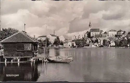 Boeblingen, vue sur la ville, bateaux, couru en 1956