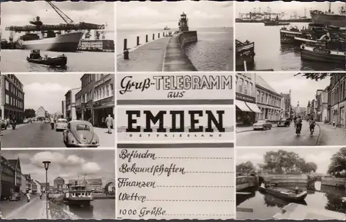 Gruß- Telegramm aus Emden, Mehrbild, gelaufen